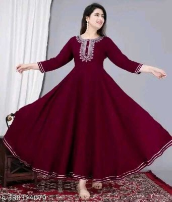 Nikhat Women Embroidered Anarkali Kurta(Maroon)