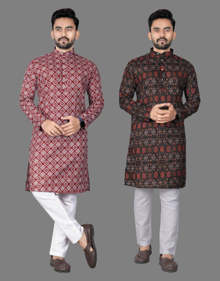 DHASU TRENDZ Men Printed Straight Kurta(Multicolor)