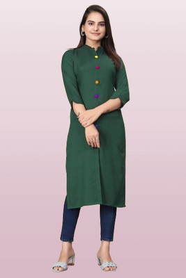 AMAP Women Solid Anarkali Kurta(Green)