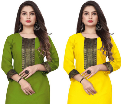 HF HOLYDAY FASHION Women Embellished Pathani Kurta(Light Green, Yellow)