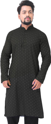 MKGLOBAL Men Printed A-line Kurta(Black)