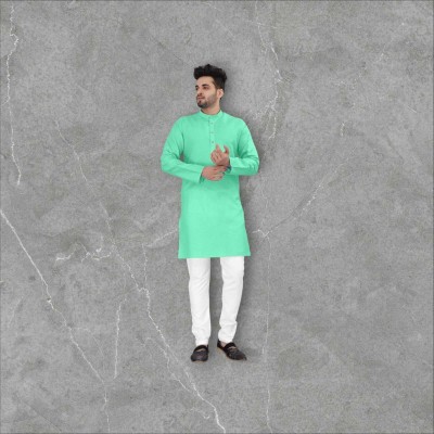 Shilpicare Men Solid Straight Kurta(Light Green)