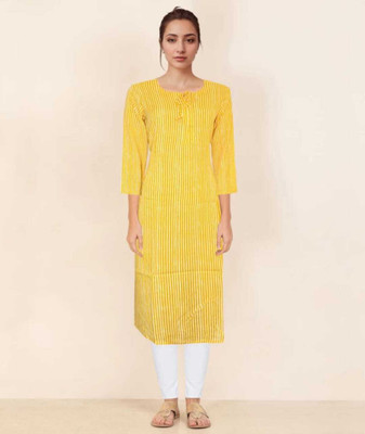 MA COLLECTION Women Printed A-line Kurta(Yellow)