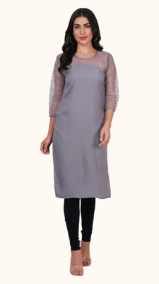 STRADERAD FASHION Women Printed Straight Kurta(Grey)