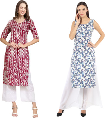 HouseOfCommon Women Printed Straight Kurta(Multicolor)