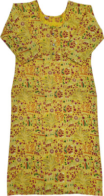 aaapremises Women Floral Print A-line Kurta(Yellow, Red, Green)