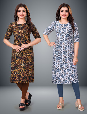 RANGRASIYA CORPORATION Women Printed Straight Kurta(Blue)