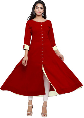 HF HOLYDAY FASHION Women Embroidered Anarkali Kurta(Maroon)
