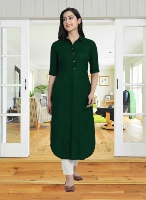 online selling Women Solid Straight Kurta(Green)