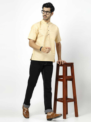 Rohilcrust Men Solid Straight Kurta(Yellow)