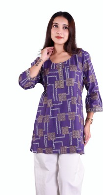 aplicraft Women Self Design A-line Kurta(Purple)