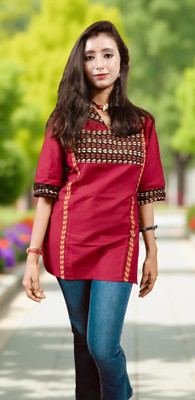 KASHPHOOL Women Printed A-line Kurta(Red)