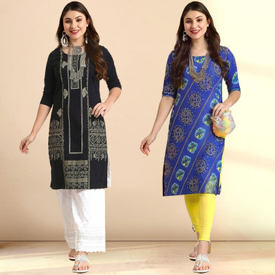 1 Stop Fashion Women Printed A-line Kurta(Multicolor)