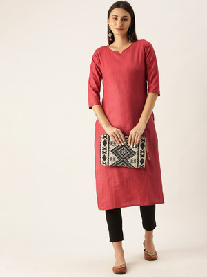 Divastri Women Solid Straight Kurta(Red)