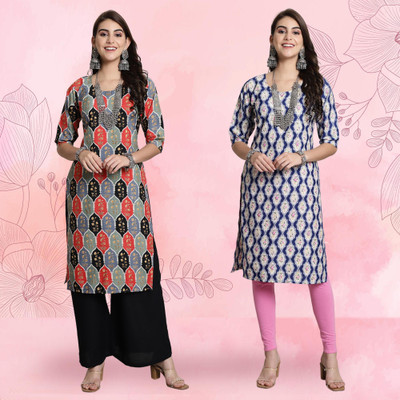 EthnicBasket Women Printed Straight Kurta(Multicolor)