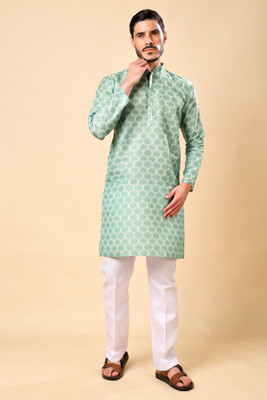Ashak fashions Men Printed, Animal Print Straight Kurta(Green)