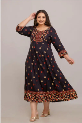 gobya Women Printed Flared Kurta(Multicolor)