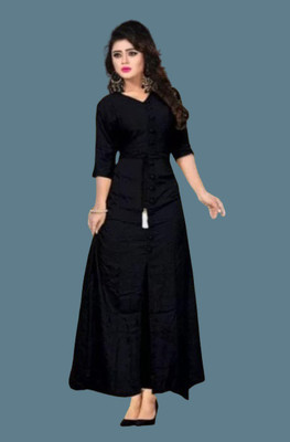 Sutra lifestyle Women Solid Frontslit Kurta(Black)