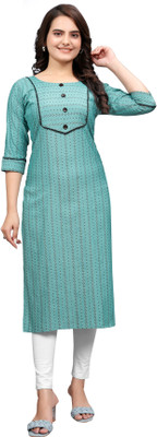 MANTRA DESIGNER Women Printed Flared Kurta(Blue)