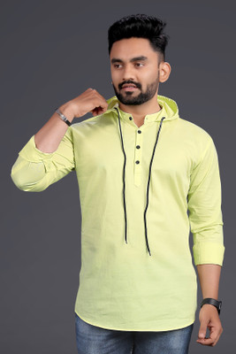 Nnc Men Solid Straight Kurta(Light Green)