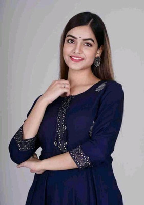 Mahalaxmi CREATION Women Washed Anarkali Kurta(Dark Blue)