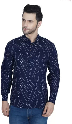 Dhruvi Creation Men Printed Straight Kurta(Blue)