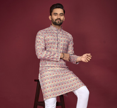 HIKNOCK Men Self Design Straight Kurta(Multicolor)