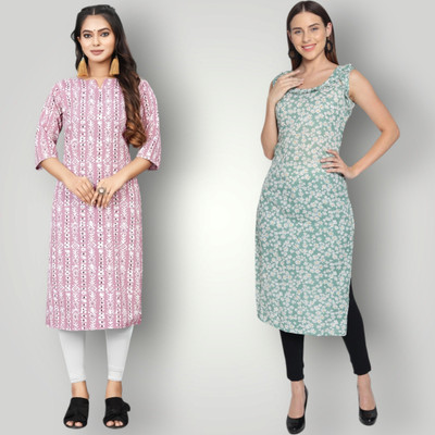 HouseOfCommon Women Self Design Straight Kurta(Multicolor)