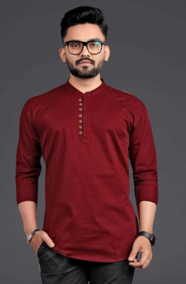MARIZA Men Solid A-line Kurta(Maroon)