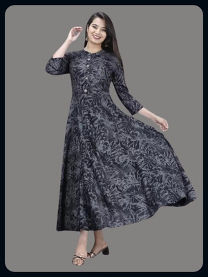 RACHNA FASHION Women Printed Flared Kurta(Black)