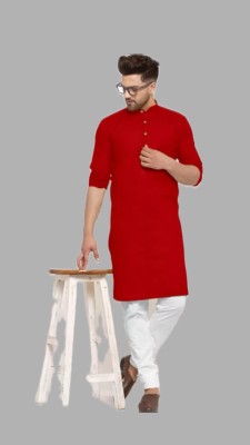 The Fashion Outlets Men Solid A-line Kurta(Red)