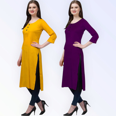 Coft Women Solid Straight Kurta(Multicolor)