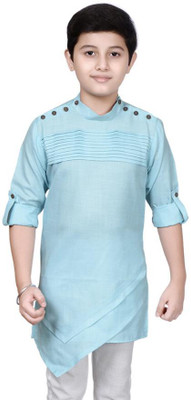 SEMINO Baby Boys Solid Straight Kurta(Light Blue)