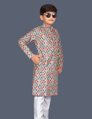 ETHNICKART Boys Printed Flared Kurta(Multicolor)