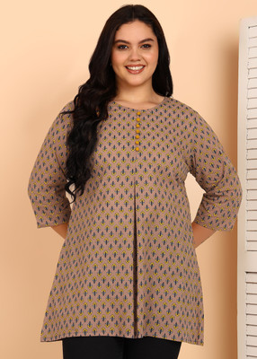 Yash Gallery Women Printed Straight Kurta(Brown)
