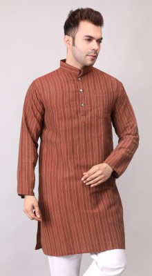 ADARNIYA Men Printed Straight Kurta(Brown)