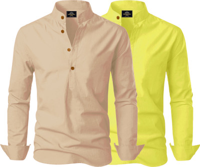 Kavyangle Creation Men Solid Straight Kurta(Light Green, Beige)