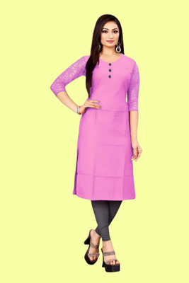 Coft Women Solid Straight Kurta(Pink)