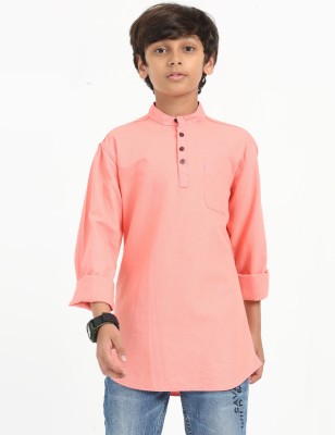 ROCKET SCIENCE Boys Solid Straight Kurta(Pink)