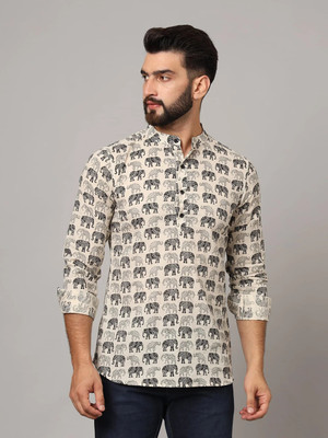 JAPER KURTI Men Self Design Straight Kurta(Beige)