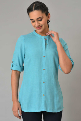 Aurelia Women Solid Straight Kurta(Blue)