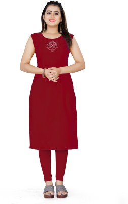 HT Fashion Women Solid A-line Kurta(Maroon)