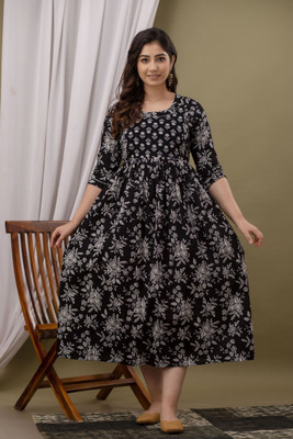 PIHUTIQUE ARTS Women Printed Anarkali Kurta(Multicolor)