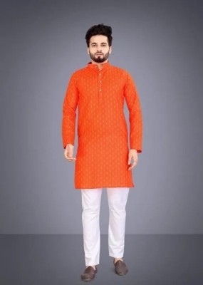 shrisa creation Men Solid Ethnic Dress Kurta(Orange)