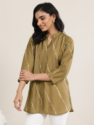 LIBAS Women Printed Straight Kurta(Green)