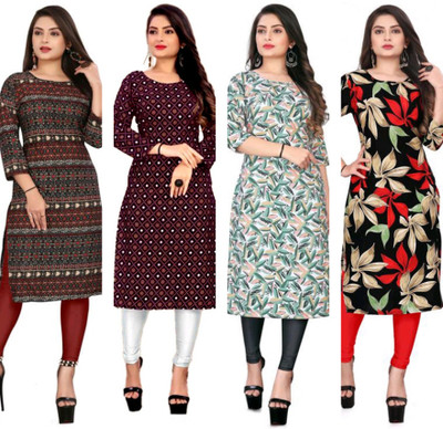 MIROSELLY CREATION Women Geometric Print, Printed Straight Kurta(Multicolor)