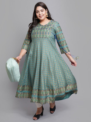 Yash Gallery Women Floral Print Anarkali Kurta(Green)