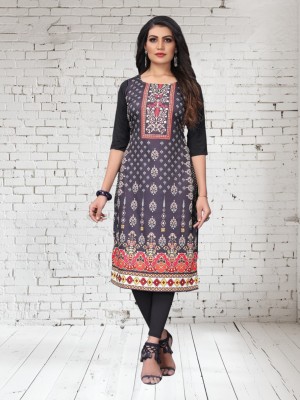 Growmore Fab Women Printed Anarkali Kurta(Black)