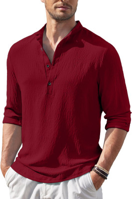 MADHAVISTA Men Solid Straight Kurta(Maroon)