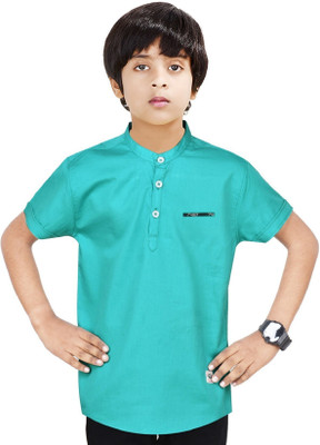 MADE IN THE SHADE Boys Self Design Straight Kurta(Light Green)